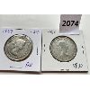 Image 2 : LOT OF 2 - 1959 & 1960 CND SILVER 50 CENT COINS - AU