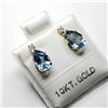 Image 2 : $180 10K  Blue Topaz(1.5ct) Moissanite(0.06ct) Earrings