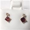 Image 1 : $250 10K  Garnet(0.4ct) Diamond(0.06ct) Earrings