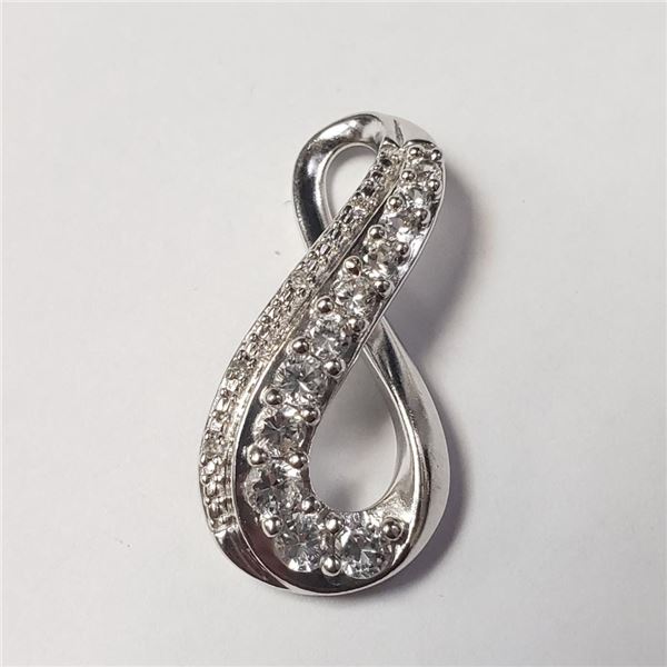 $80 Silver Cz With Leather Chord Necklace