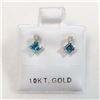 Image 3 : $500 10K  Blue Topaz(0.44ct) Diamond(0.06ct) Earrings