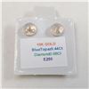 Image 4 : $500 10K  Blue Topaz(0.44ct) Diamond(0.06ct) Earrings