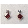 Image 1 : $400 10K  Garnet(0.44ct) Diamond(0.06ct) Earrings