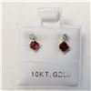 Image 3 : $400 10K  Garnet(0.44ct) Diamond(0.06ct) Earrings