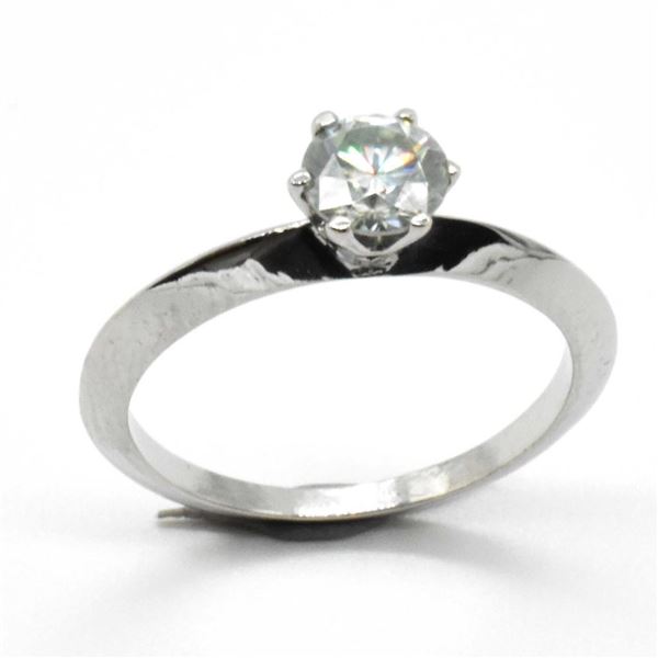 Silver Moissanite (Round 6 Mm)(0.8ct) Ring