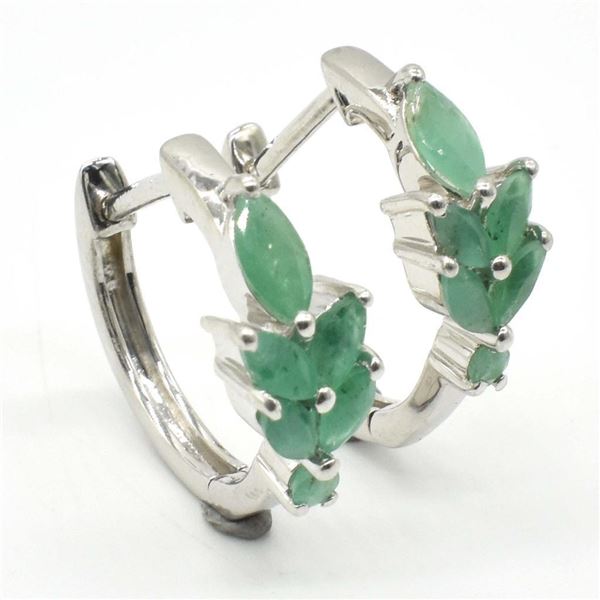 Silver Emerald (1.3ct) Earrings