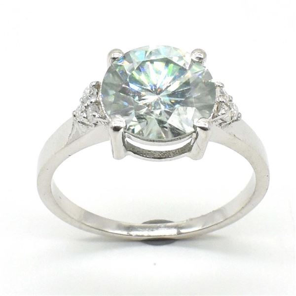 Silver Moissanite (Round 9 & 1.5 Mm)(2.85ct) Ring