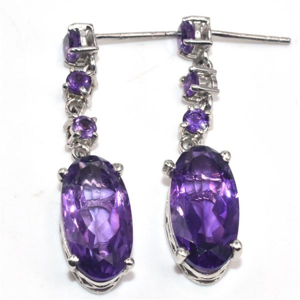 Silver Amethyst(9.65ct) Earrings