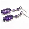Image 2 : Silver Amethyst(9.65ct) Earrings