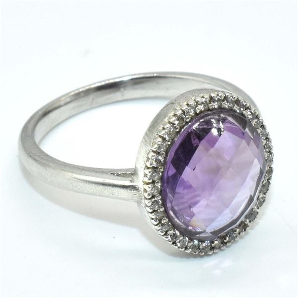 Silver Amethyst(3.55ct) Ring