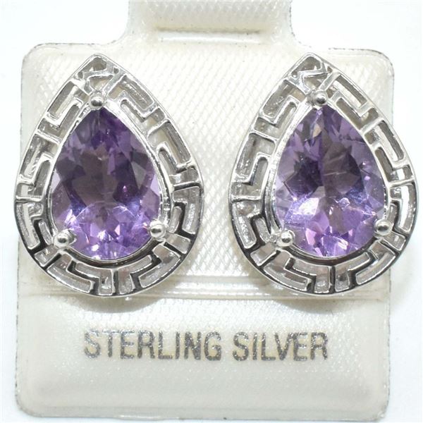 Silver Amethyst(3.4ct) Earrings