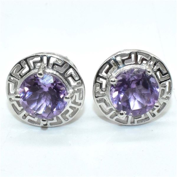 Silver Amethyst(2.1ct) Earrings