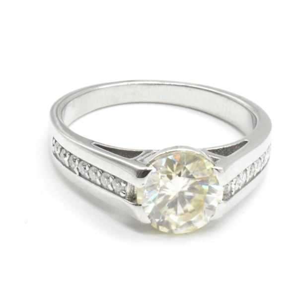 Silver Moissanite (Round 8.5 Mm)(2.46ct) Ring