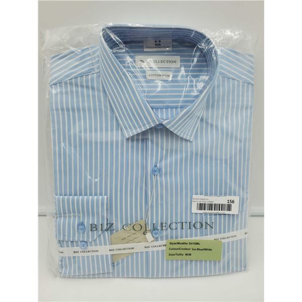 Biz Collection Blue Striped Dress Shirt (M)