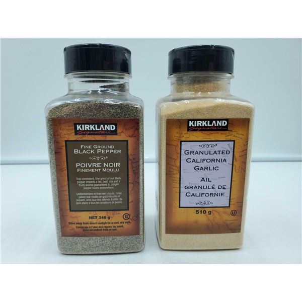 Kirkland Fine Ground Black Pepper (348g) Granulated California Garlic (510g)
