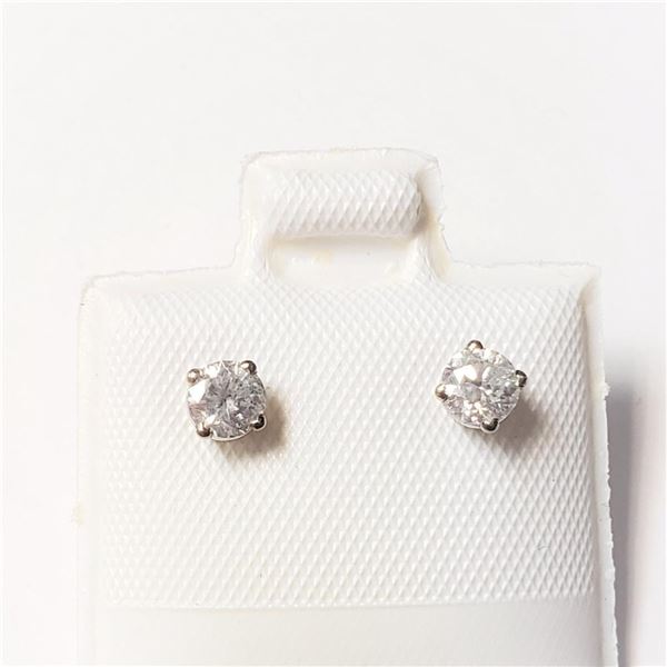 14K White Gold Diamond (0.34Ct,I1-3,F-G) Earrings(~weight 0.51g), Made in Canada, Appraised Retail $