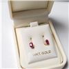 Image 4 : 14K Yellow Gold Ruby(1.1ct) Earrings  (~weight 0.85g), Made in Canada, Appraised Retail $1000