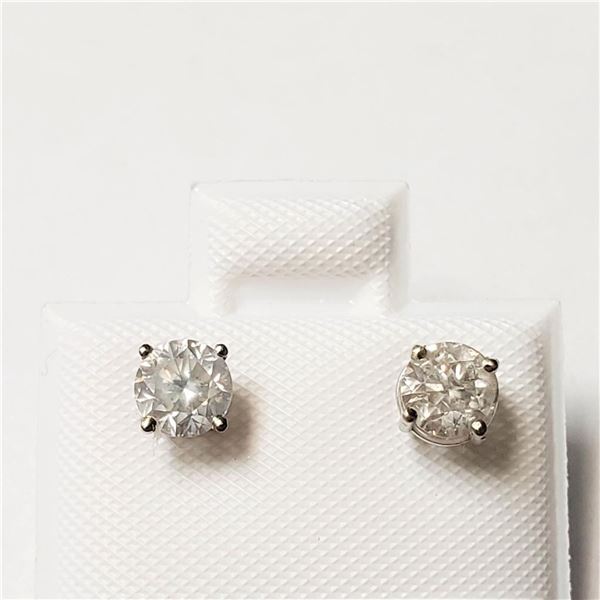 14K White Gold Diamond (0.72Ct,I2-3,G-H) Earrings (~weight 0.79g), Made in Canada, Appraised Retail 
