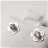 Image 2 : 14K White Gold Diamond (0.2Ct,I1-2,F-G) 2In1 With Mother Of Pearl Earrings  (~weight 0.53g), Made in