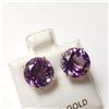 Image 2 : 14K Yellow Gold Amethyst(5ct) Earrings (~weight 2.06g), Made in Canada, Appraised Retail $1000