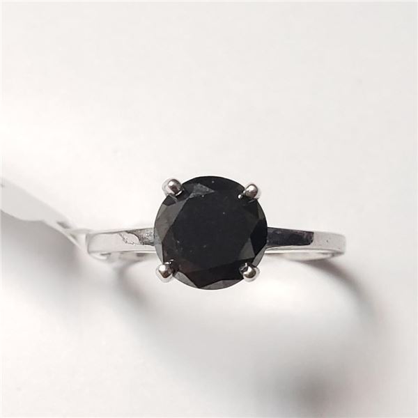 14K White Gold Black Diamond(1.3ct) Ring (~Size 6)(~weight 2.5g), Made in Canada, Appraised Retail $