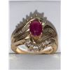 Image 1 : Ladies 14K Gold Oval Cut Ruby Solitaire Ring 1.42 carat TW with diamond cluster and baguette stones 