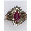Image 2 : Ladies 14K Gold Oval Cut Ruby Solitaire Ring 1.42 carat TW with diamond cluster and baguette stones 