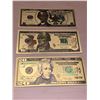 Image 1 : Set of 3 USA Gold Foil Commemorative Bills $5, $10 & $20