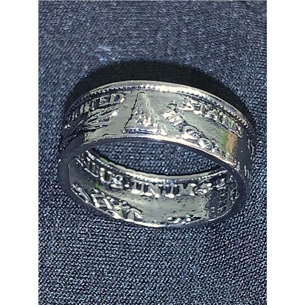 USA coin Style Mens SIlver Band size 10