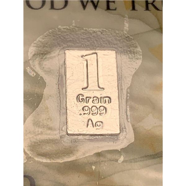 Silver .999 Pure 1 Grain Wafer Bar with certificate