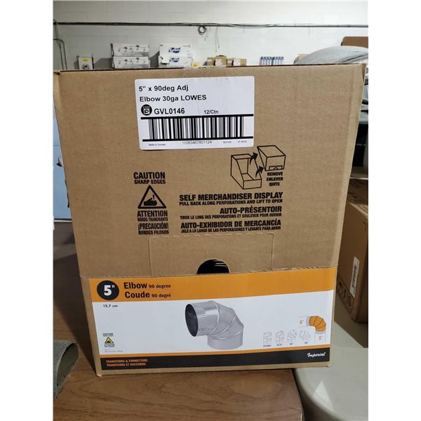 *NEW* Imperial Adjustable Elbow Duct - 5-in - Galvanized 26-Gauge Steel - 90°  12 Count