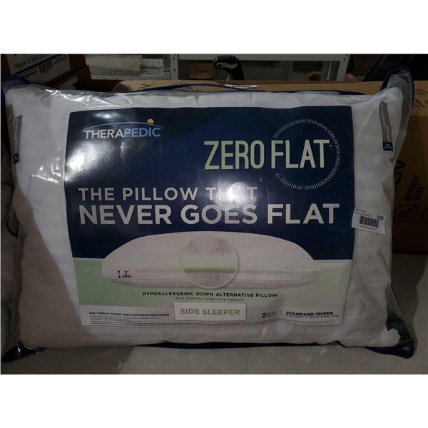*NEW* Therapedic Zero Flat Pillow for Side Sleeper - Queen Size