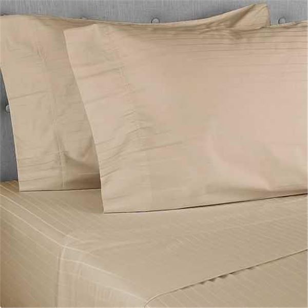 *NEW* Nestwell Silky & Smooth Pimo Cotton Striped Sateen Queen Sheet Set - COLOR: Feather