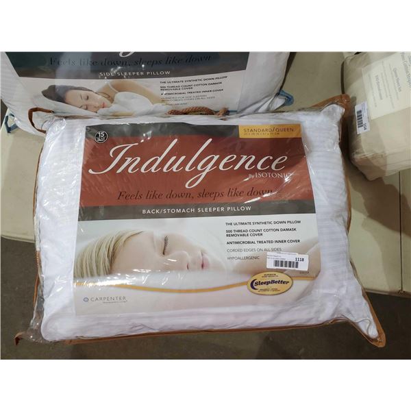 *NEW* Indulgence by Isotonic Back/Stomach Sleeper Pillow - Queen Size