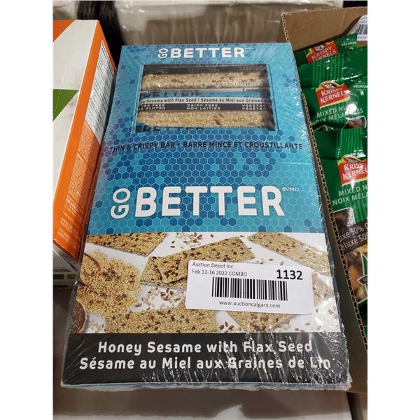 Go Better Honey Sesame with Flax Seed Thin & Crispy Bar - Vegetarian and Gluten & Dairy Free 24x35g