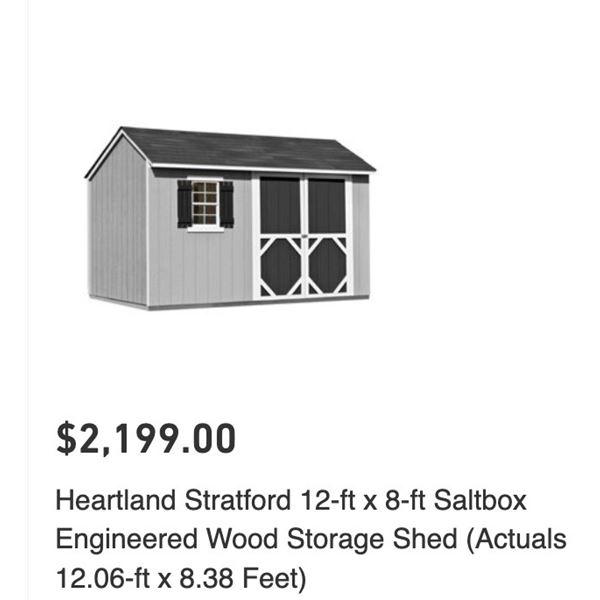 NEW Heartland Stratford 12ftx8ft Storage Shed Kit - Small damage on side of pack as pictured