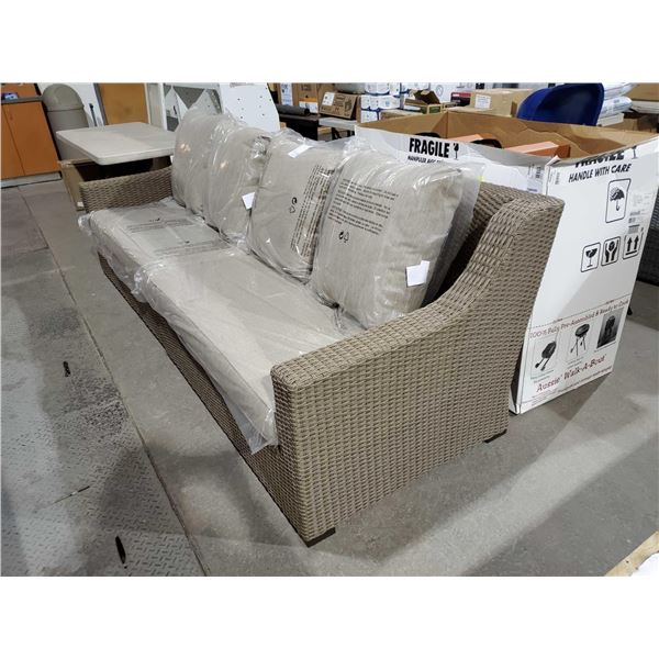 *NEW* Allen & Roth Rattan Patio Sofa with Removable Cushions