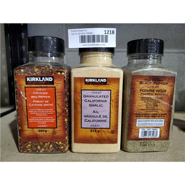 Kirkland Spice Set of 3 - Crushed Red Pepper, Granulated Garlic & Fine Ground Black Pepper