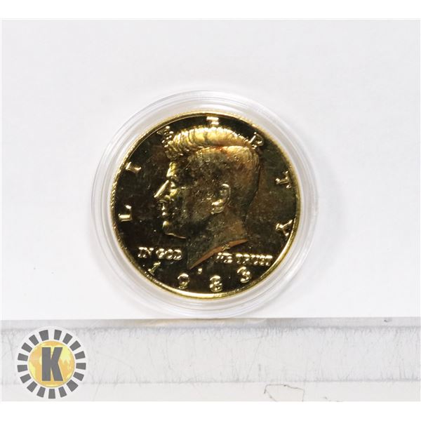 24KT GOLD PLATED US HALF DOLLAR 1983