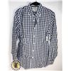 Image 1 : MENS WHITE/NAVY CHECKED POPLIN SIZE M