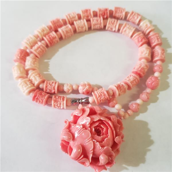 POLY CORAL  NECKLACE (~LENGTH 20INCHES)