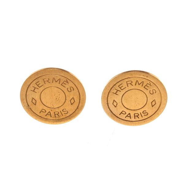 Hermes Gold Sellier Earrings