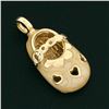 Image 2 : Vintage Petite 14k Yellow Gold Beige Enamel Lucky Baby Shoe Heart Charm Pendant