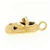 Image 4 : Vintage Petite 14k Yellow Gold Beige Enamel Lucky Baby Shoe Heart Charm Pendant