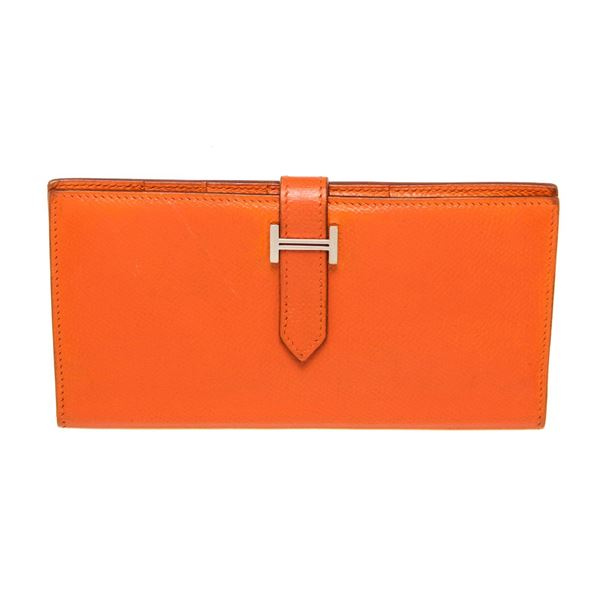 Hermes Red Leather Bearn Wallet
