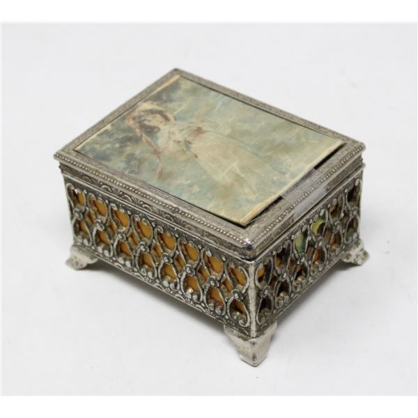 JAPAN CIRCA 1900'S SILVER TONE TRINKET/JEWELRY BOX