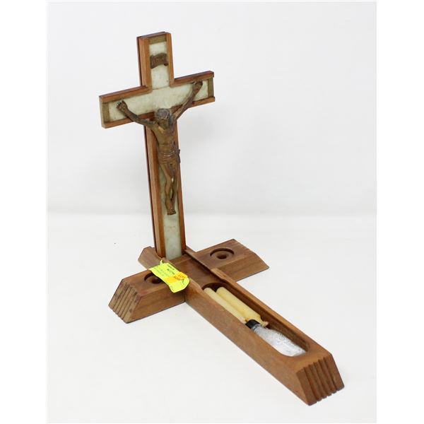 FOLD OUT CRUCIFIX-SICK CALL CROSS W/CANDLES