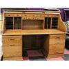 Image 2 : SOLID OAK 1 OF A KIND 6 FT WIDE ROLL TOP DESK