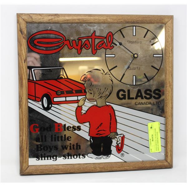 1970'S CRYSTAL GLASS STORE DISPLAY MIRROR CLOCK