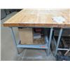 Image 2 : Metal Work Table w/ Wood Top & Undershelf 3'x10'  (Contents Not Included)